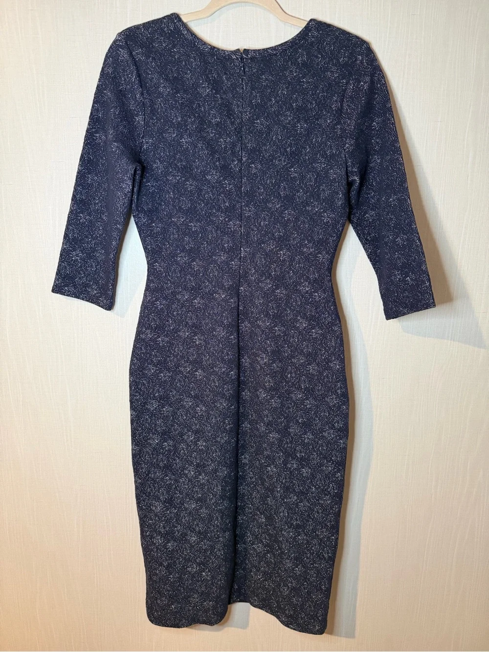 Reiss x Nineteen Seventy-One Navy Metallic Printed Sheath Bodycon Dress 8